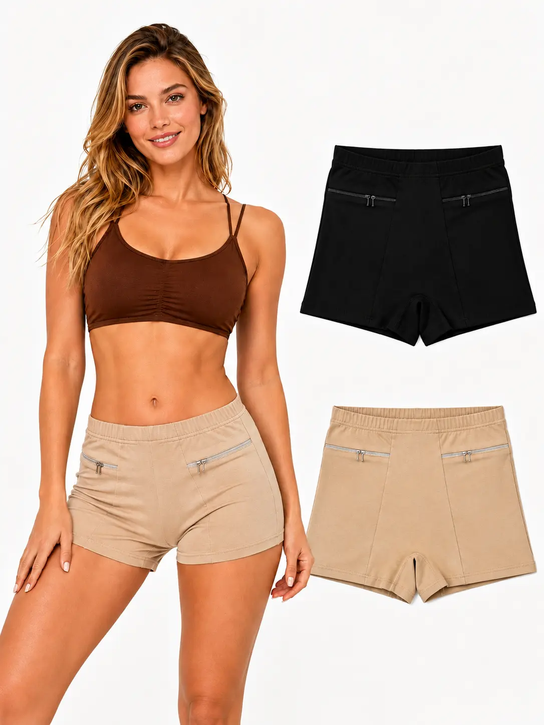 Women's High Waisted Pure Cotton Anti-Pickpocket Boyshorts with Hidden Zipper Pockets, Soft Stretch, Breathable Briefs, 2- or 4-Pack Travel Gym Casual Basics Underwear Panties Womenswear Minimalist Bridal, 2 Pieces, Lady, Zip Up, Clothes