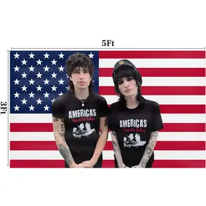 Jake Webber and Johnnie Guilbert Red American Flag Wall Tapestry 3x5 Ft Man Cave Wall Decor College Dorm Room Decoration Parties Banner