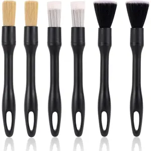 6 count  Detailing Brush Set, Soft Medium and Hard Bristle Automotive Cleaning Brushes Multi-Use  Interior Detail Dust Brush Tools for Auto  SUV RV  Leather Exterior