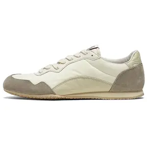 Onitsuka Tiger Serrano CL Fabric Leather Low-Top Casual Sneakers for Men and Women - Comfortable, Cushioned, Breathable, Lightweight in Cream White