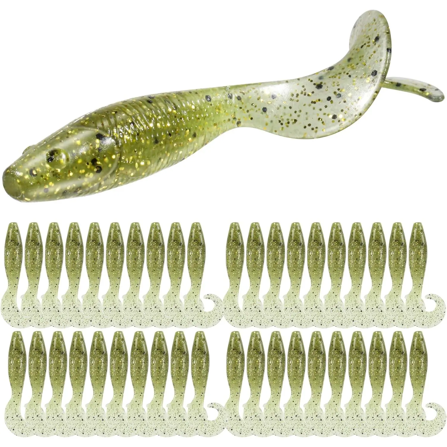 Curly Tail Grub Fishing Lures Kit - Multi-Color Soft Plastic Swimbaits with Realistic Swimming Action, Saltwater & Freshwater Use for Bass, Trout & Walleye, Saltwater Fishing Lures