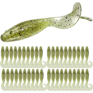 Soft Plastic Fishing Lures - Multi-Color Curly Tail Grub Swimbaits for Bass, Trout, Saltwater & Freshwater - Lifelike Action, Durable Soft Bait for River, Lake, Coastal Fishing