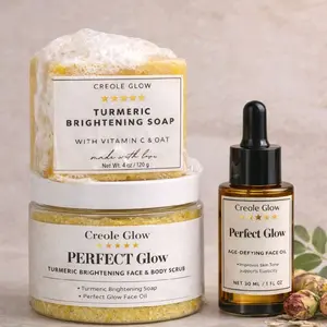 Creole Glow Brightening Bundle  Turmeric Soap + Glow Scrub + Face Oil