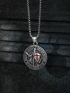 1PC Stainless Steel Men's Retro Knight Cross Shield Pendant Necklace for Men Medieval Viking Necklace Man Jewelry Statement Religious Necklace