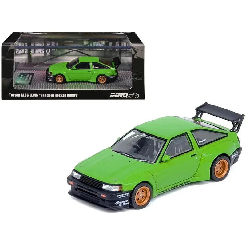 Toyota AE86 Levin RHD (Right Hand Drive) "Pandem Rocket Bunny" Green 1:64 Diecast Model Car by Inno Models