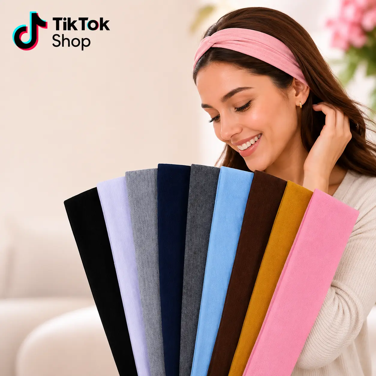 Women's 9PCS Non-Slip Elastic Cotton Sports Headbands - Soft Stretchy Sweat Bands for Workout, Yoga & Athletic Performance, Lightweight Sweat-Wicking Headbands for Daily Wear