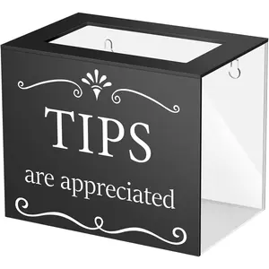 Tip Jar for Bartenders & Restaurants, Acrylic Wall Mounted Tip Box, 6 x 4 x 5 Inch, Suit for Small Donations, Musicians, Drivers, and Charity Events (Standard Lid,Black)