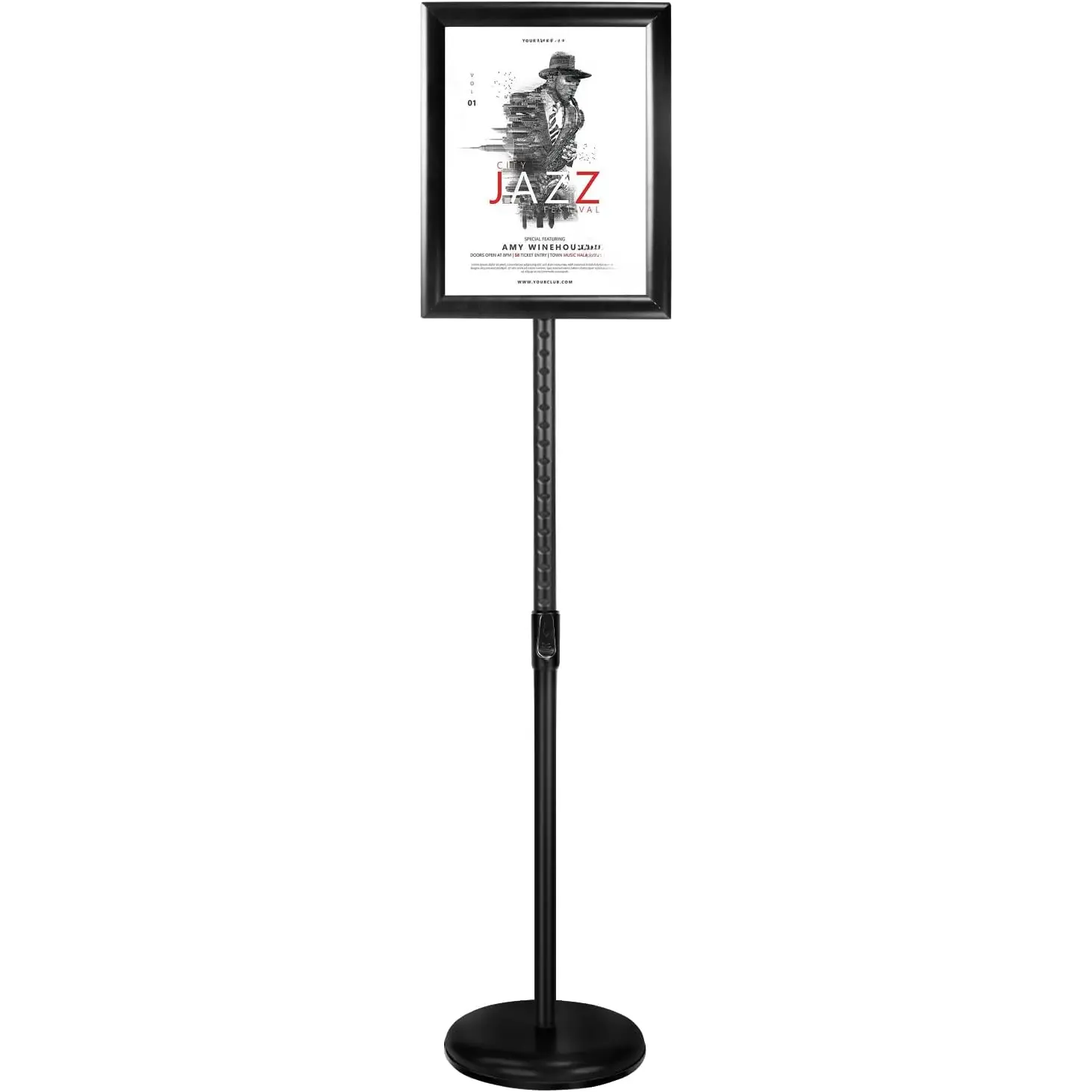 Adjustable Heavy Duty Poster Sign Holder Stand Floor Sign Stand Alumum Snap Open Frame for 8.5 x 11 ches both Vertical and Horizontal view Displayed  for Livg and Busess(Black)
