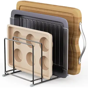 1.6in Wide 4-Slots Large Kitchen Cutting Board Organizer Holder Stand for Pans Baking Sheets and Cookie Sheets, 1PC