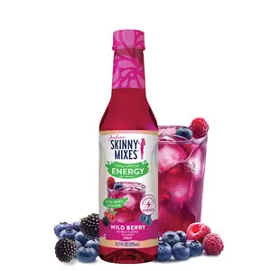 Skinny Mixes Sugar Free Wild Berry Energy Syrup 375ml Beverage Sweet Gluten Free Keto Friendly Made in USA No Aspartame Drink