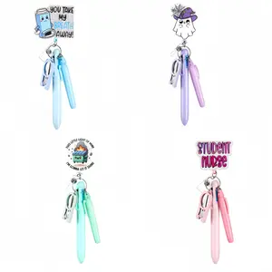 Christmas Halloween Nurse Pen Set Student Nurse Includes Fluorescent Pens Retractable Ballpoint ID Badge Scroll Essential Tool Durable Portable Design