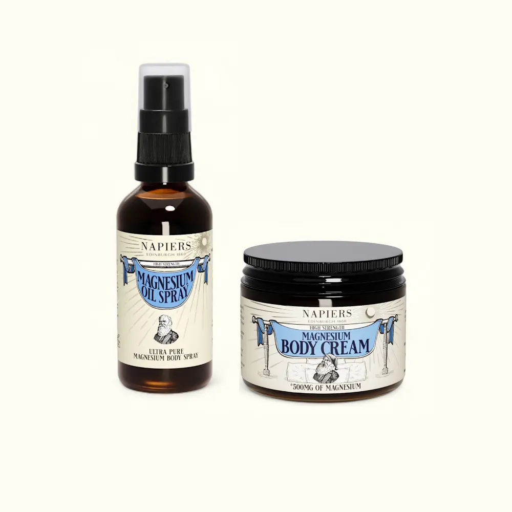 Napiers Magnesium Oil Spray & Body Cream Duo - A High Strength Zechstein Magnesium Bundle