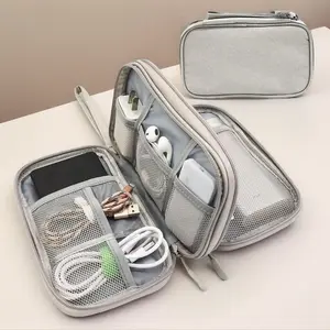 Cable Storage Bag, Portable Double Layer Makeup Storage Box, Waterproof Stationary Storage Container, Travel Organizer for Summer Outdoor Travel, Summer for Gift