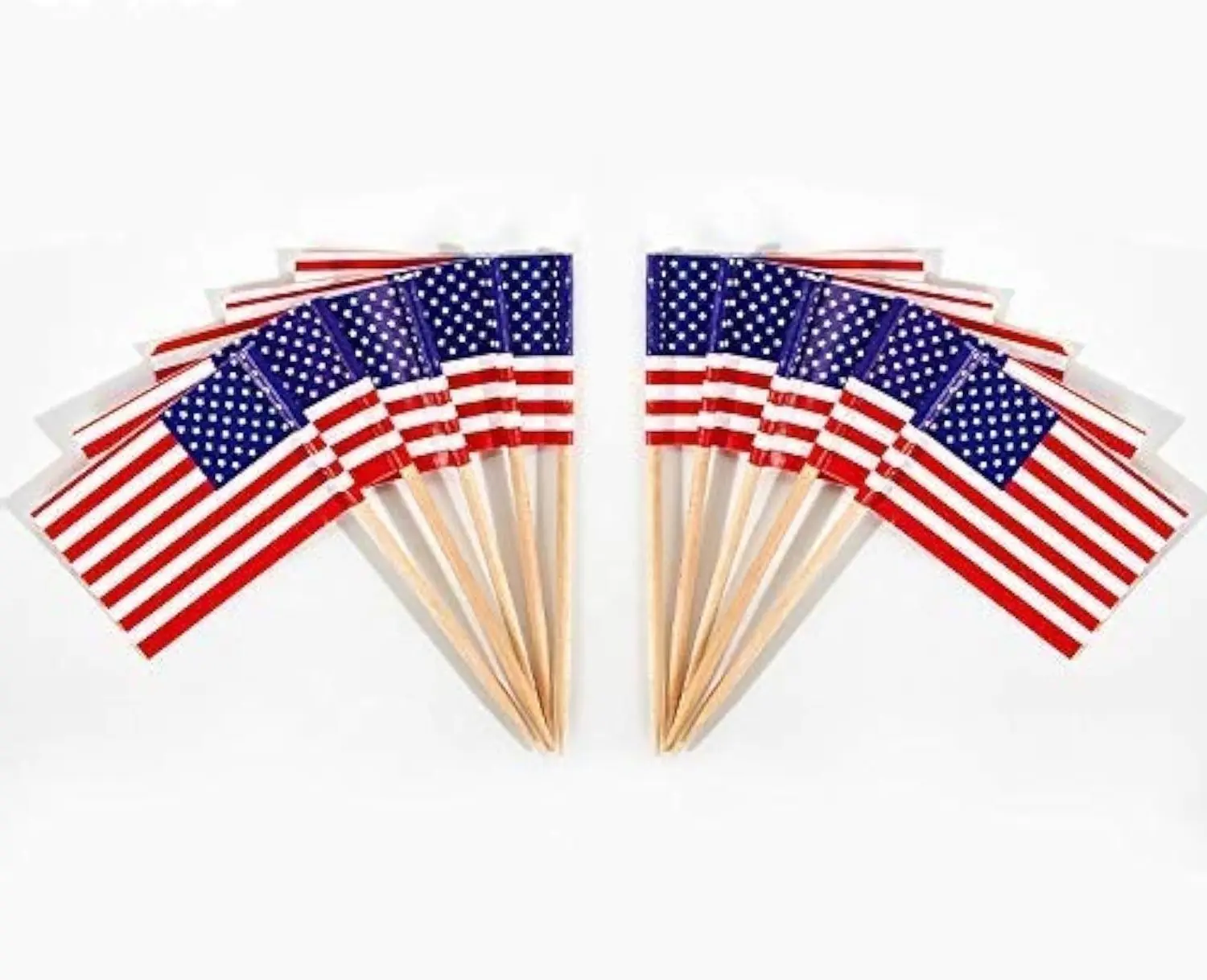 100 Pcs American Flag Toothpick Flags Small Mini Stick Cupcake Toppers, 4th of July, Veterans Day, Country Picks Party Decoration Celebration Cocktail Food Bar Cake Flags
