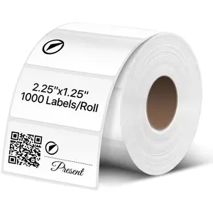 2.25x1.25 Inch Thermal Labels, White Durable Thermal Printer Stickers, Self-Adhesive Rectangle Shipping Label Printer Sticker for Barcode, Name, Address, 1000 Labels/Roll