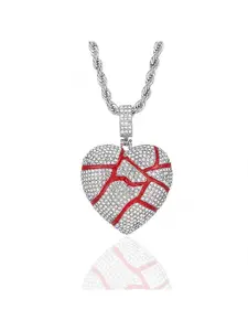 Hip-hop pendant heartbreak BrokeHeart personalized alloy diamond-studded couple's necklace, unique style trend