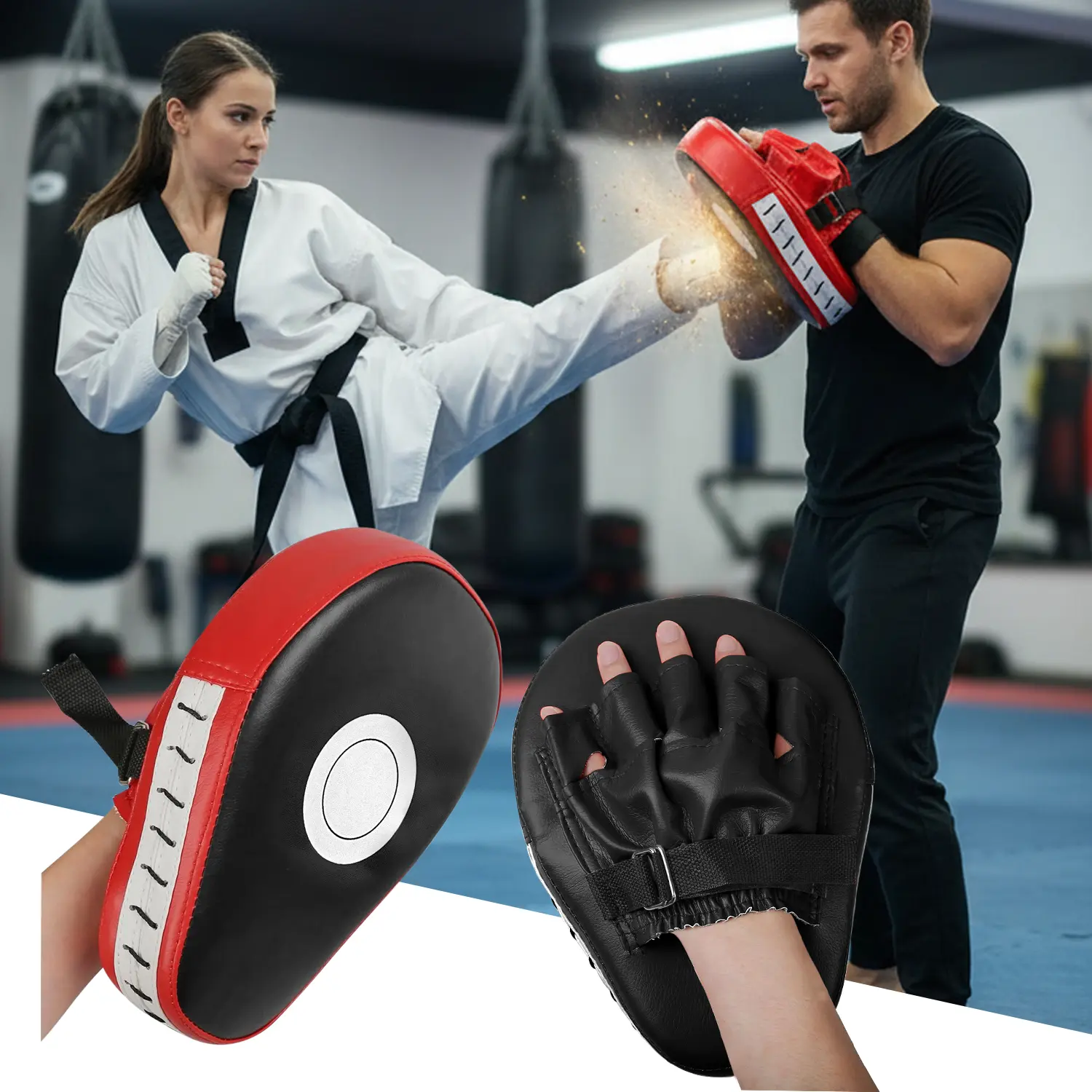 1/2PCS Curved Boxing Focus Pad For Taekwondo Muay Thai,Thick High Density Padding,Great Shock Absorption,Not Easy To Crack Or Deform,Lightweight,Less Arm Strain For Long Time Holding