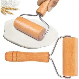 Limited time Deal Small Rolling Pin, Wooden Dough Roller, Non-Stick Pizza Roller, Baker Roller Set for Home Kitchen Baking Cooking Bakeware Utensils
