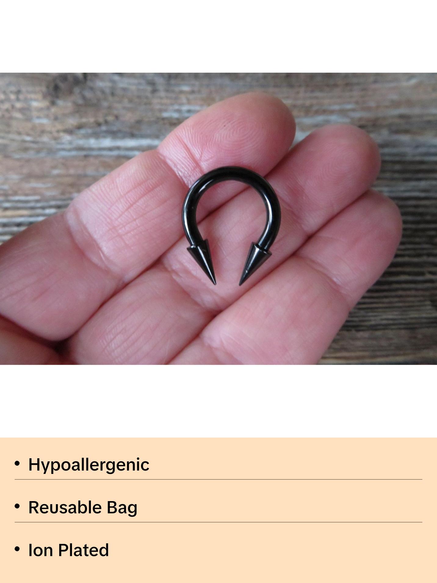 12G 10G 8G Gold IP Horseshoe Long 8mm Spike Surgical Steel Barbell Piercing 12G (2.0mm) 10G (2.5mm) Septum