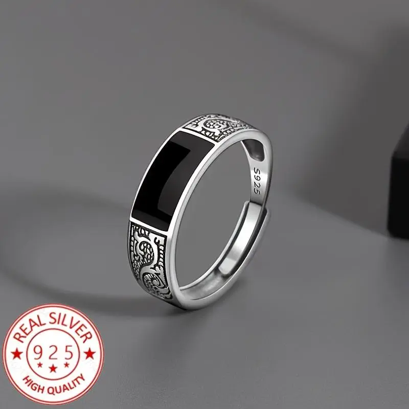925 Silver Adjustable Ring Open-End Rings Made of Chic Fashionable And Adaptable High-Quality For Both Men And Women Including Men's Styles A Ring for Women Perfect for Everyday Use Suitable for Parties Valentine's Day Christmas