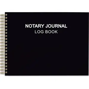 Notary Journal Log Book - Hardcover Notary Book with 420 Record Entries, 140 Numbered Pages, 10'' X 7'' Horizontal Public Journal Record Book for Notarial Records, 100gsm Thick Paper, Black