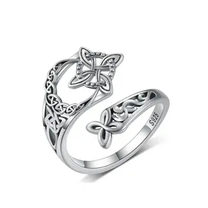 925 Sterling Silver Celtic Knot Ring Witch Knot Ring Nudo de Bruja Plata 925 Original Sterling Silver Adjustable Witch Knot Rings Open Ring Hecate Ring Pagan Witchtok Protection Witchy Jewelry for Devotion for Ceremony, Gift for Her,Mother's day Gift