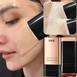 2-in-1 Foundation & Concealer Stick & Applicator Brush, High Coverage Flawless Moisturizing Makeup Foundation, Sweat-resistant Long-lasting Foundation Stick for All-day Wear, Beginner & Pro Friendly