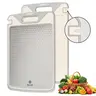 NULAS 2-in-1 Durable Chopping Board - Stainless Steel & Non-Toxic Eco-Friendly PP, Raw/Cook Split Double-Sided, Garlic Grind Zone, 200ml Deep Juice Groove, Steel Side Handles, Easy to Clean, Mold-Free Kitchen Gadget for Food Prep (Ideal Kitchen Gift)