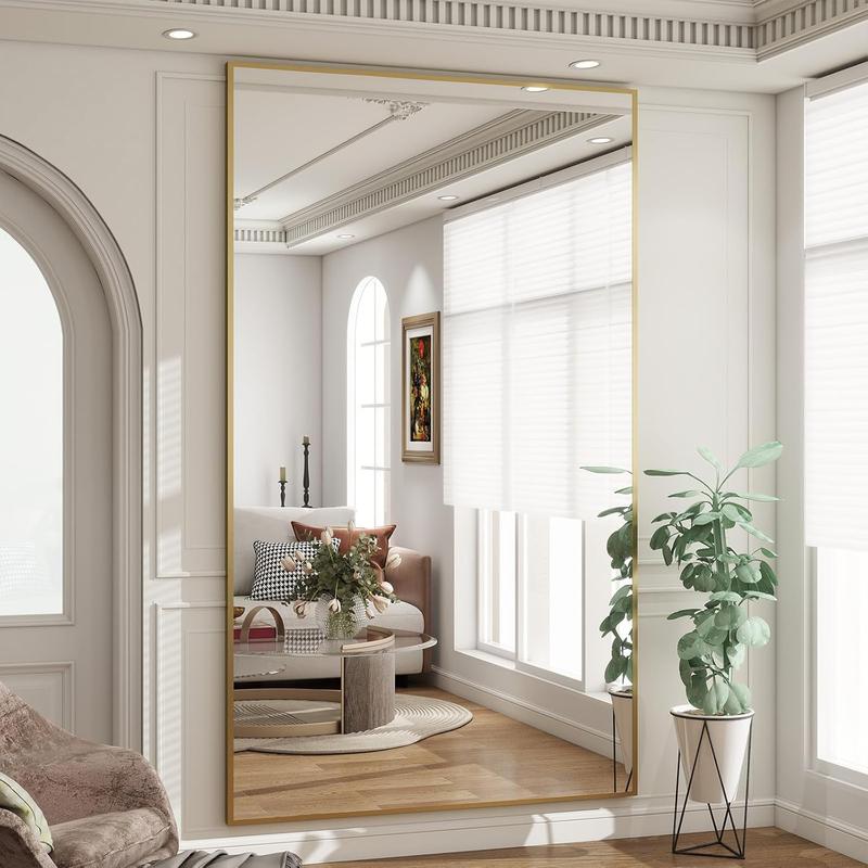 77"x38" Rectangle Full  Floor Mirrors, Full Length Mirror Hanging or Leaning,  Alloy Frame Wall Mirror for Bedroom, Dressing Room,