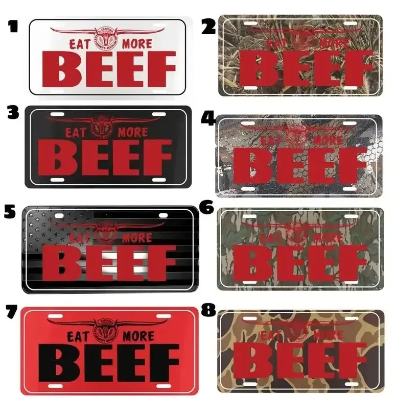 [Eat More Beef, Cattle Ranch & Duck Camo Vibe] Eat More Beef Camo Aluminum License Plate, 12x6 Front Car Tag, Cattle Rancher & Truck Vehicle Vanity Decor
