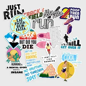Sticker Pack 20 pcs Cross Country Running Stickers, Trail Athlete Vinyl Decals for Bottle Shoe Case