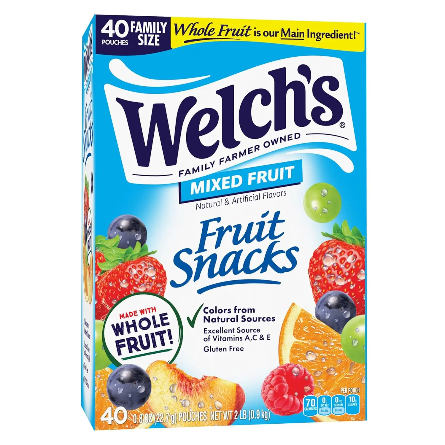 Fruit Snacks, Mixed Fruit Snack Box, Stocking Stuffers, Gluten Free, 0.8oz Snack Packs (Pack of 40)