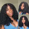 UNice No Slip Burmese Curly Bangs Wig and Finger Coil Ends Glueless 7x5 HD Lace Closure Human Hair Wig Pre-Bleached Pre-Plucked Natural Scalp Beginner-Friendly Natural Looking