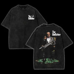 The Godfather V2 Movie Graphic Tee Vintage Mafia Film Shirt Vito Corleone Al Pacino Classic Crime Drama Oversized Acid Washed Cotton T-Shirt Streetwear Unisex Casual Fashion Gift for Movie Fans
