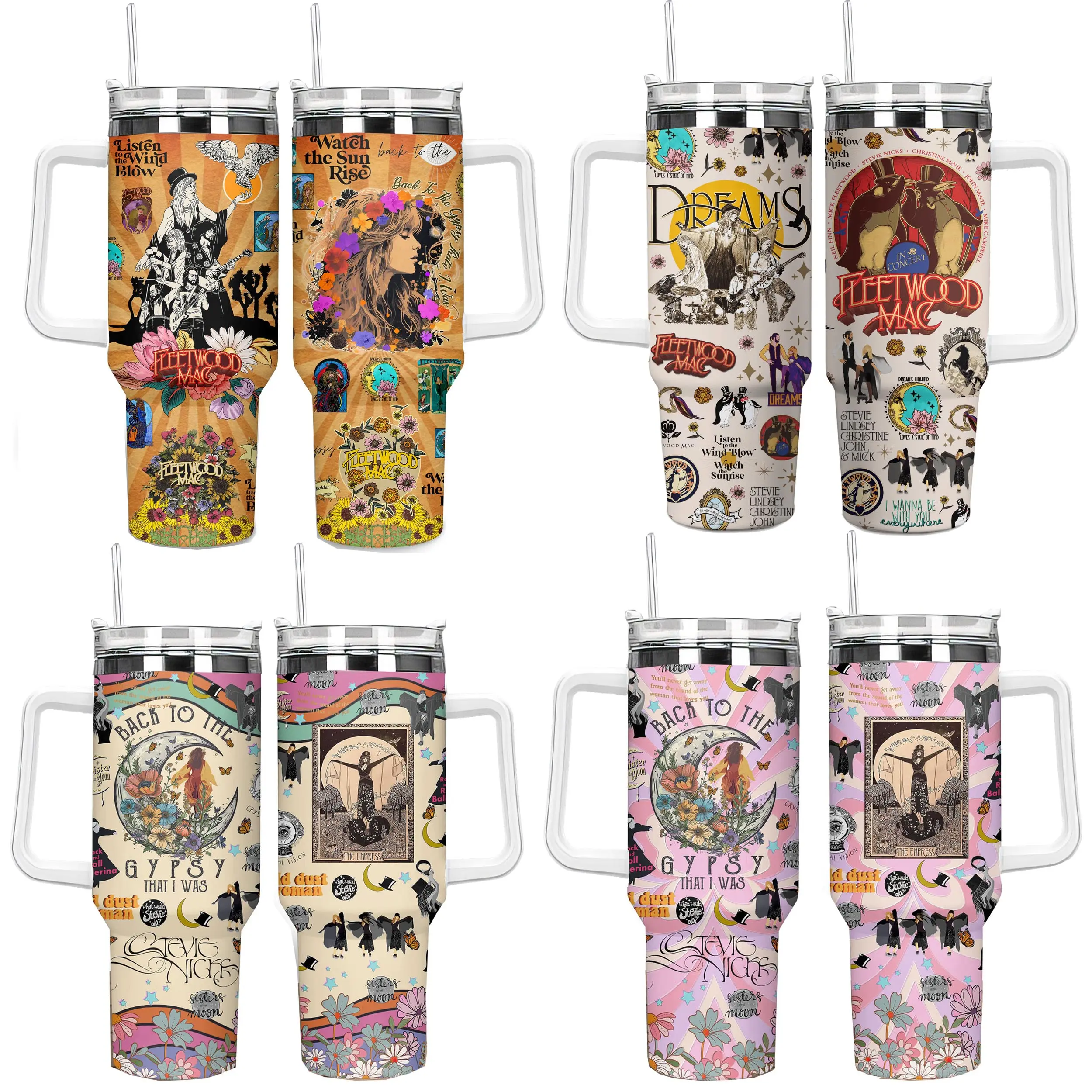 Stevie Nicks Tumbler 40oz Handle Mug, Fleetwood Mac Tumbler