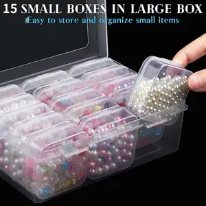 32-Pcs Transparent Rectangle Small Bead Storage Containers Set, 2-Pack Mini Plastic Organizer Boxes with Hinged Lids, Portable Size for Craft, Jewelry Making, Sports & Outdoor Leisure Equipment