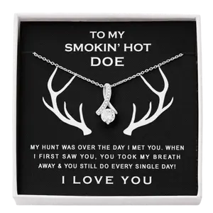 Wife Necklace, To My Smokin’ Hot Doe Necklace Gift For Future Wife Fiance Girlfriend Deer, Romantic Jewelry Gift for Anniversary Birthday Christmas Valentine’s Day, Love Pendant Necklace for Her