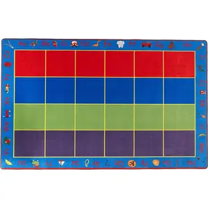 ABC Rainbow Seating Classroom Rug with 24 Seats - Kids Educational Learning Rug for Preschool, Kindergarten, and Elementary School