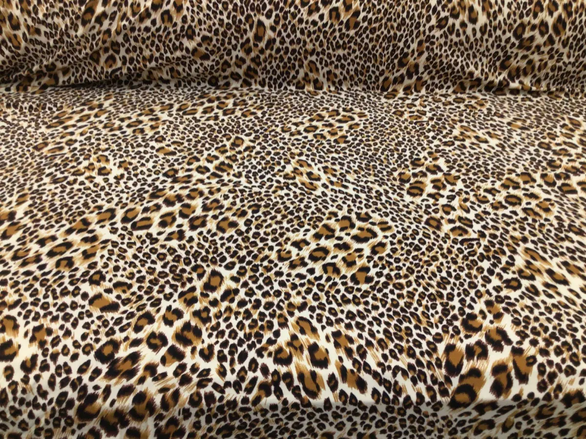 Double Brushed DTY Spandex Stretch Apparel Fabric Golden Brown Cheetah L214