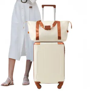 Luggage Set 3 Piece Lightweight ABS Hardshell with Carry On Spinner Suitcase 20 Inch Travel Bag and Toiletry Kit White for Vacation and Business