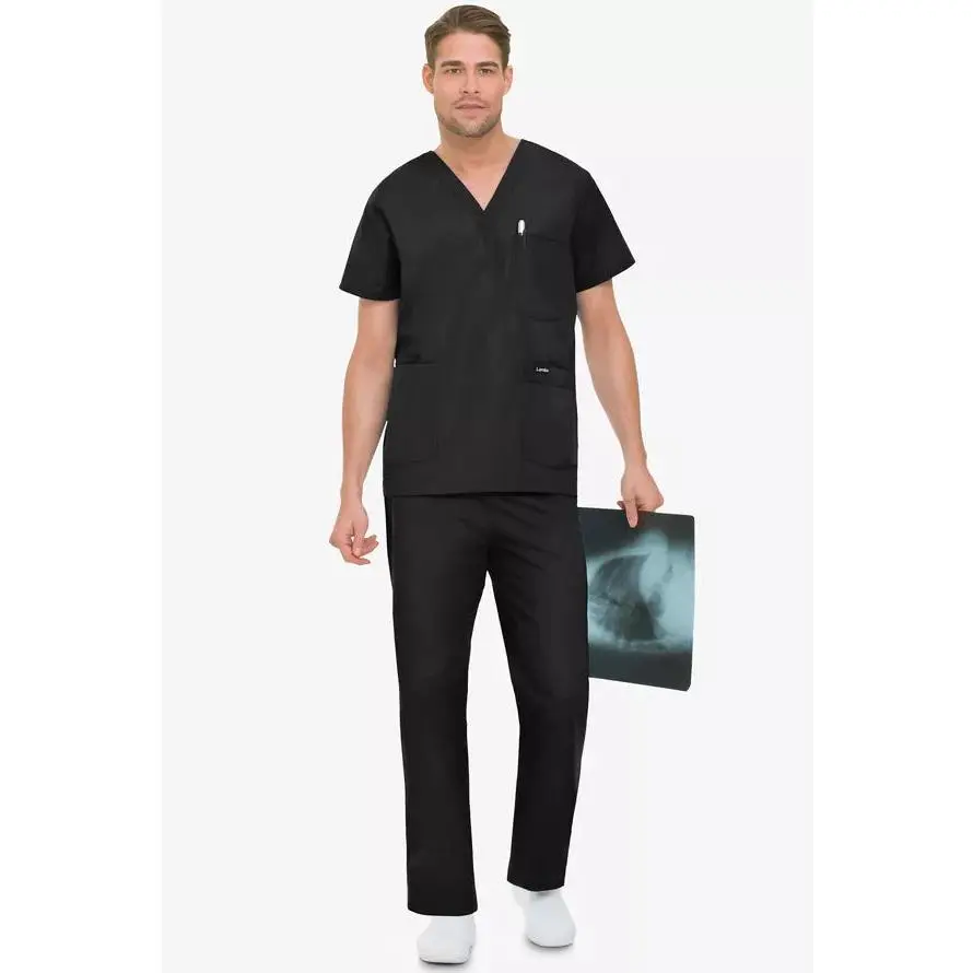 Men's 5-Pocket V-Neck Scrub Top, Short Sleeve Medical Uniform in a Breathable Stretch Fabric with a Tailored Fit, Uniforms, Workwear