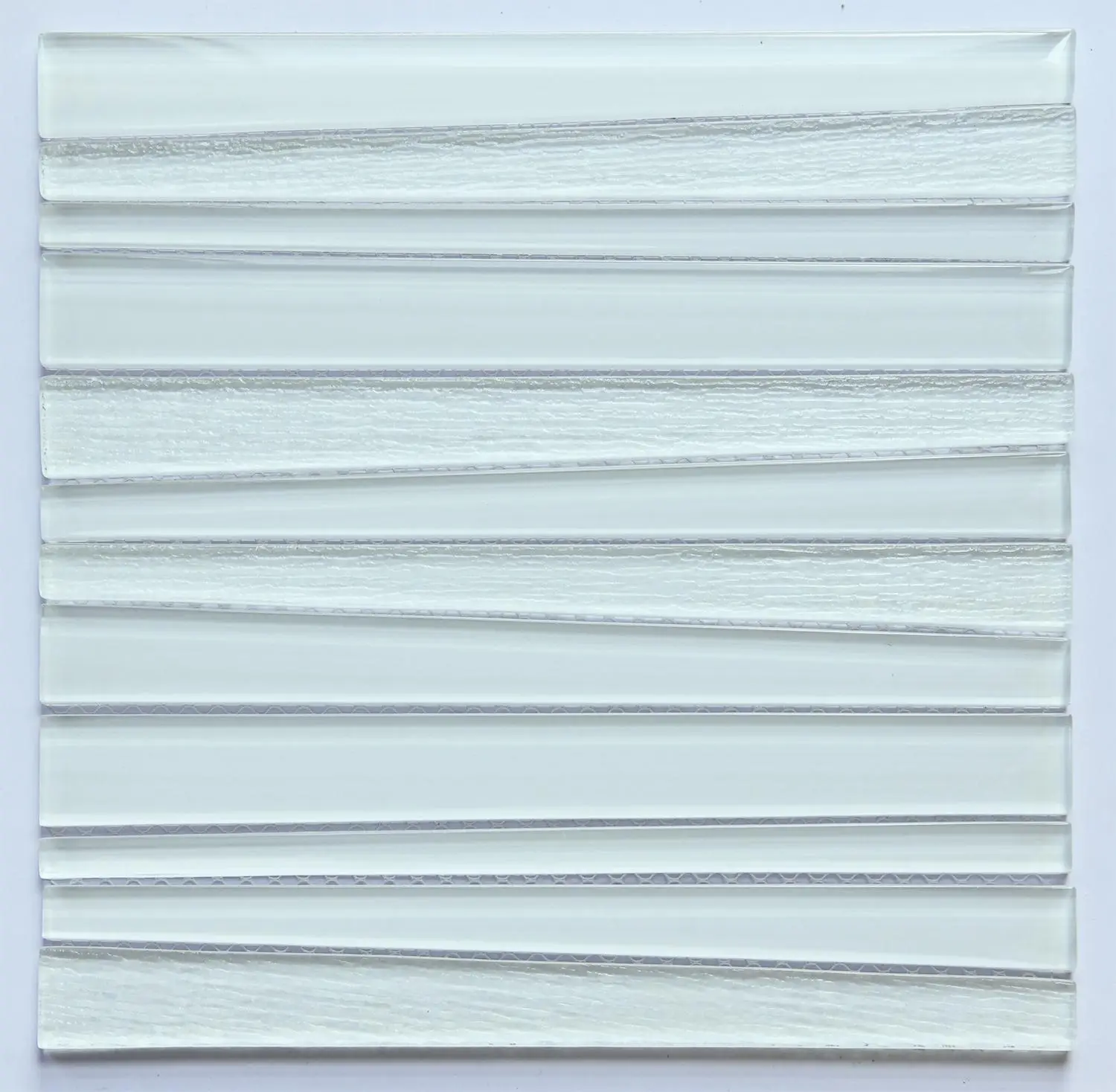 Super White Striped Glass Mosaic Tile - High Contrast, Bold Lines, 3D Wall Panels, Easy Cleaning Glass Construction, Backsplash & Bathroom Wall Trim for Home Improvement