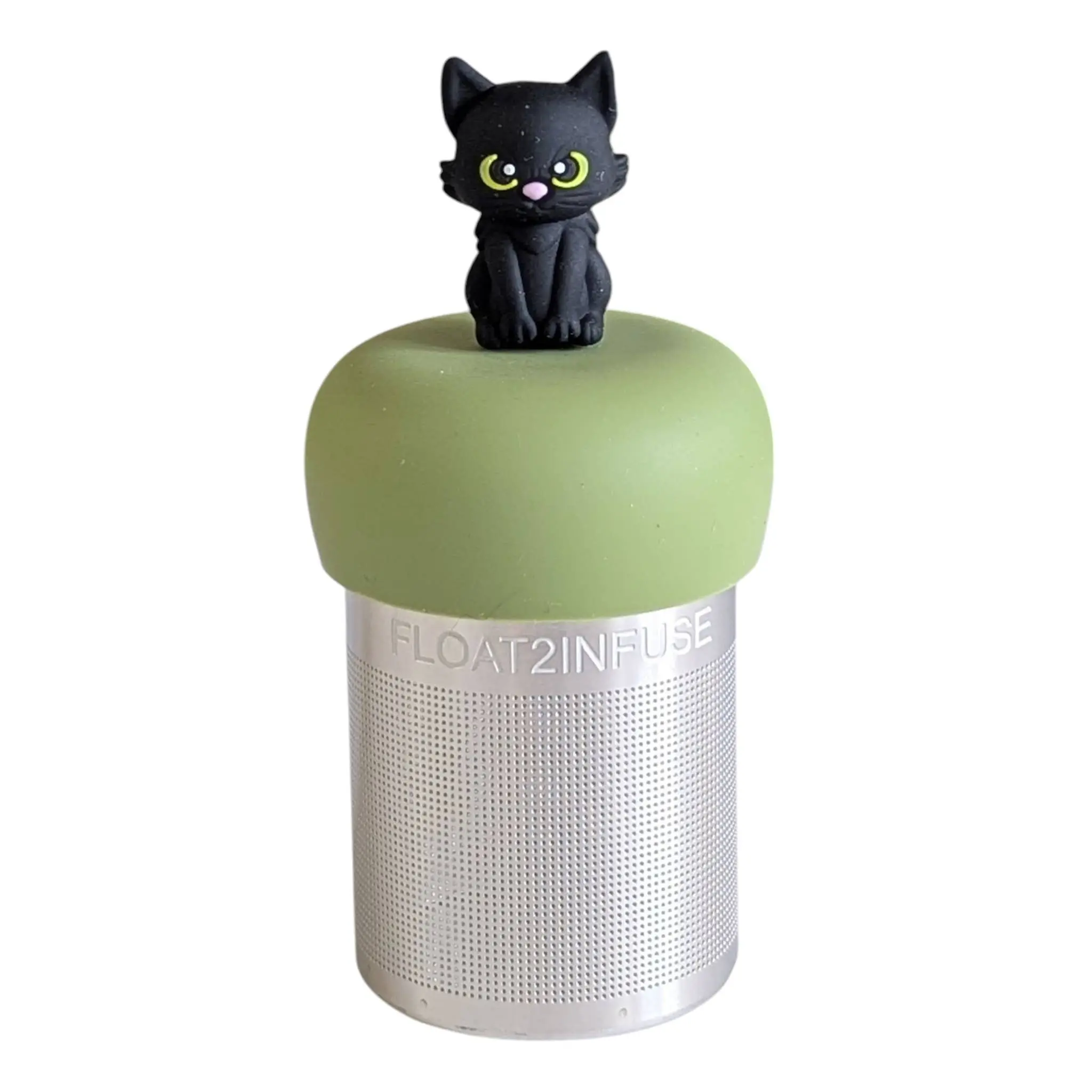 Halloween Cat Silicone Floating Tea Infuser with Metal Mesh, Reusable Stainless Steel Kitchenware for Tea & Coffeeware