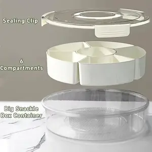 Divided Snackle Box with Lid and Handle - Portable Charcuterie Serving Tray - Clear Organizer for Candy, Fruits, Nuts, Snacks - No Cross Flavor for Party, Entertainment & Gifts