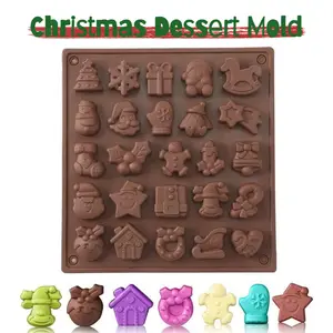 Christmas Silicone Molds Fondant Chocolate Christmas Molds Silicone Ornament for Christmas Tree Santa Claus Gingerbread Cane, Candy Molds Resin, Ice Cube, Soap, Cake Topper