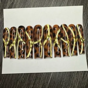 Safari Chic hard gel Tortoiseshell and Abstract Press On Nails with Gold Accents for Stylish Nail Art