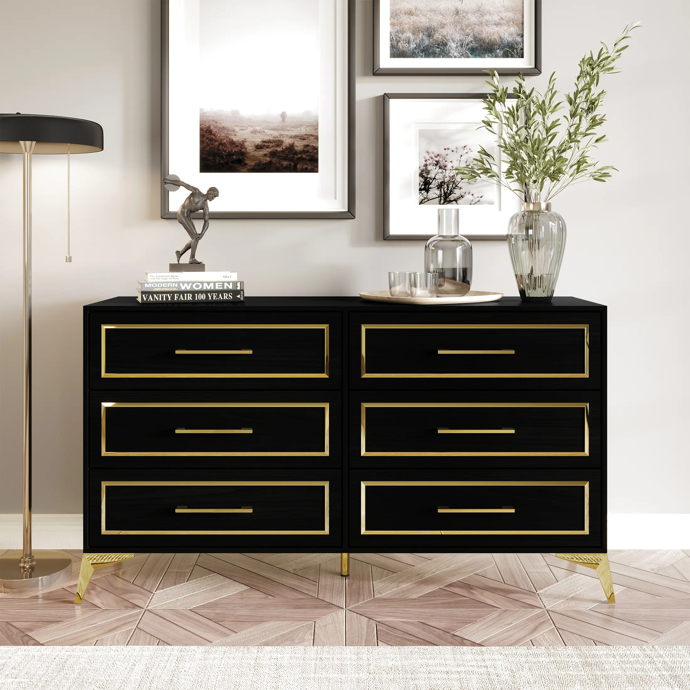 Elvane Storage Dresser Elegant Gold Handles & Diamond Legs - TikTok Shop Elvane Storage Dresser Elegant Gold Handles & Diamond Legs - TikTok Shop