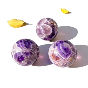 2.36- 2.76inch Natural Dreamy Amethyst Sphere, Deep Purple to White Gradient, Polished, Home and Office Decoration, Halloween Birthday Gift stress relief