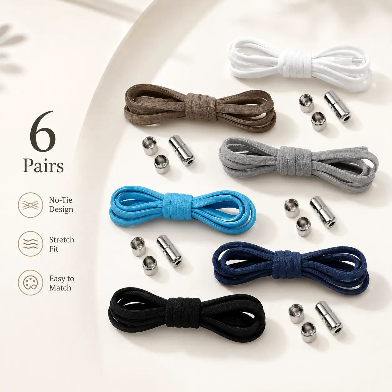 No-Tie Elastic Footwear Shoelaces - Quick, Easy Locking Fit Polyester Silk Shoelaces for Adults No-Tie Elastic Footwear Shoelaces - Quick, Easy Locking Fit Polyester Silk Shoelaces for Adults