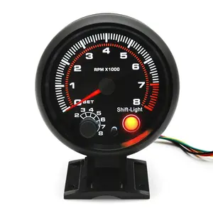 3.75 inch  Tachometer with Shift Light, 8000 RPM Gauge, 5-Level Adjustable Brightness Backlight Tach for 12V AUTO